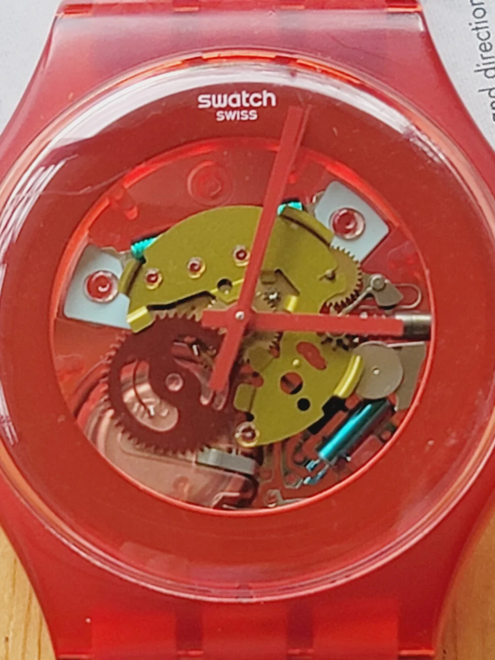 Vintage Swatch Red Lacquered Silicone Strap Watch Full Collector Set